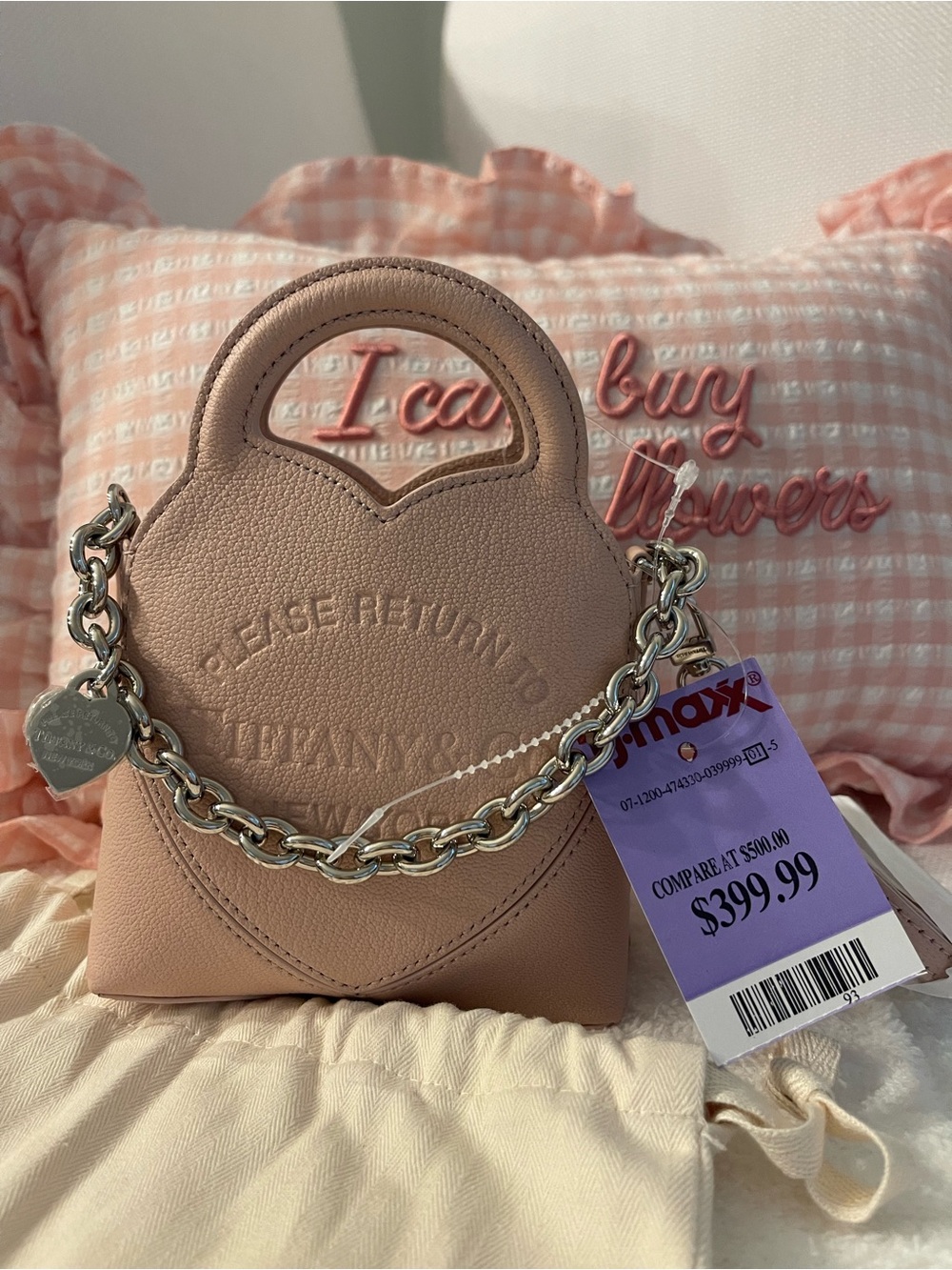 Tiffany & Co. Blush Pink Pebbled Leather Mini Tote with Chain